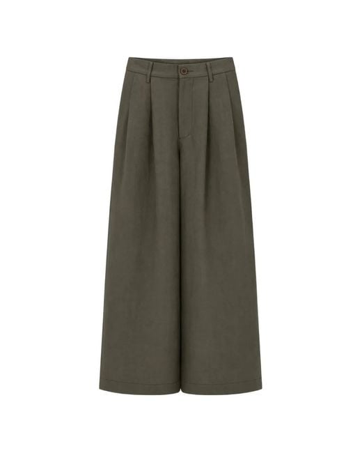 Uma Wang Broek Met Knoopsluiting in het Green