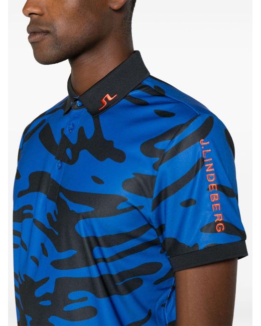 J.Lindeberg Blue Tour Tech Regular Abstract-print Polo Shirt for men