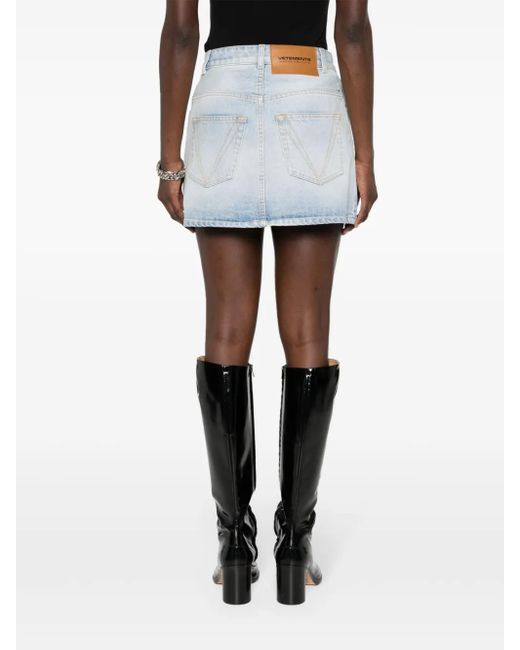Vetements Blue Distressed Denim Mini Skirt