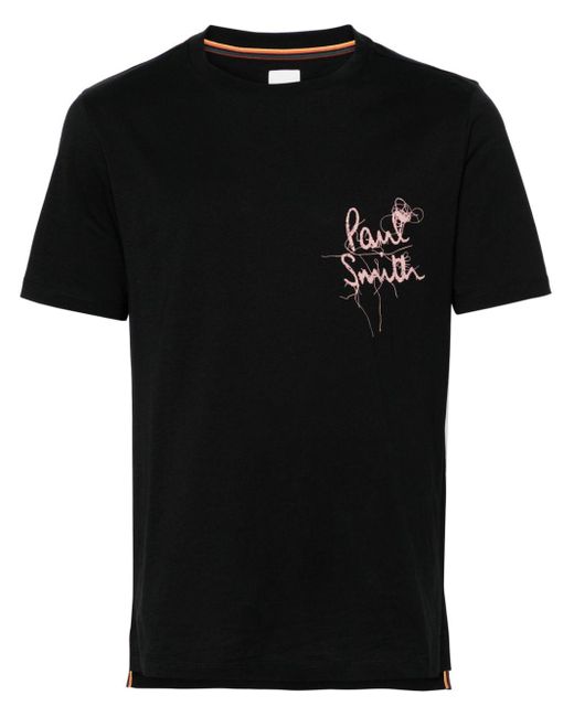 Paul Smith Black Logo-print Organic Cotton T-shirt for men