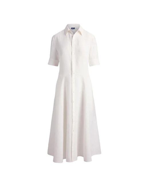 Polo Ralph Lauren White Midi Button-Down Dress