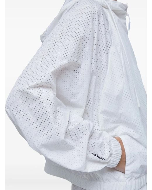 Osklen White Perforated Hooded Jacket
