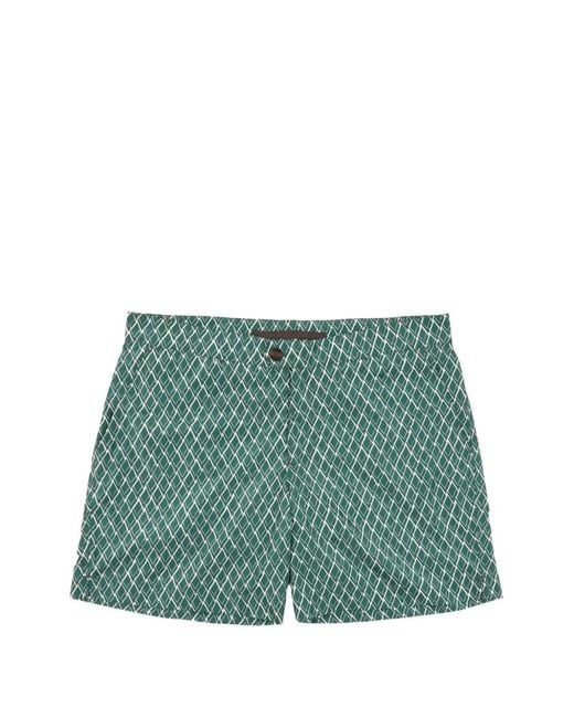 Slowear Green Geometric-Pattern Swim Shorts for men