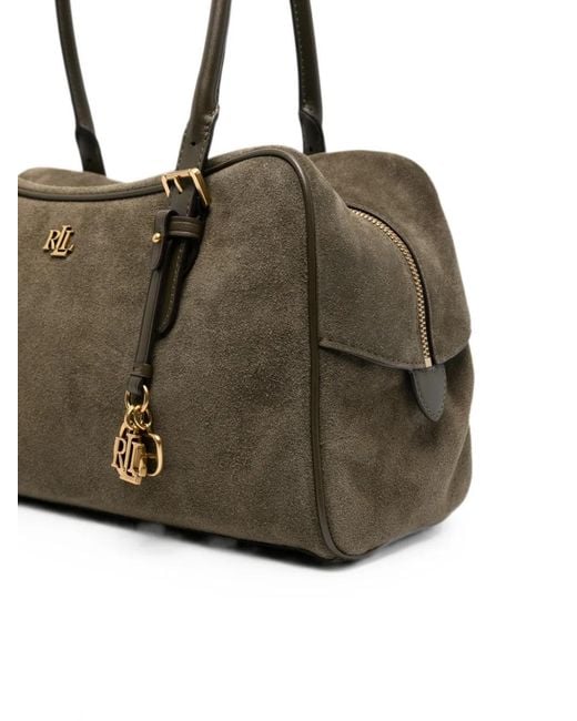 Ralph Lauren Metallic Logo-Plaque Suede Shoulder Bag