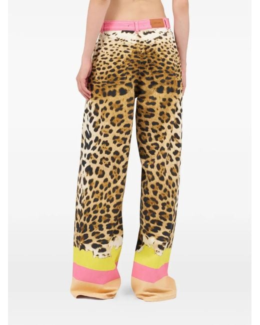 Roberto Cavalli Natural Animal-Print Trousers