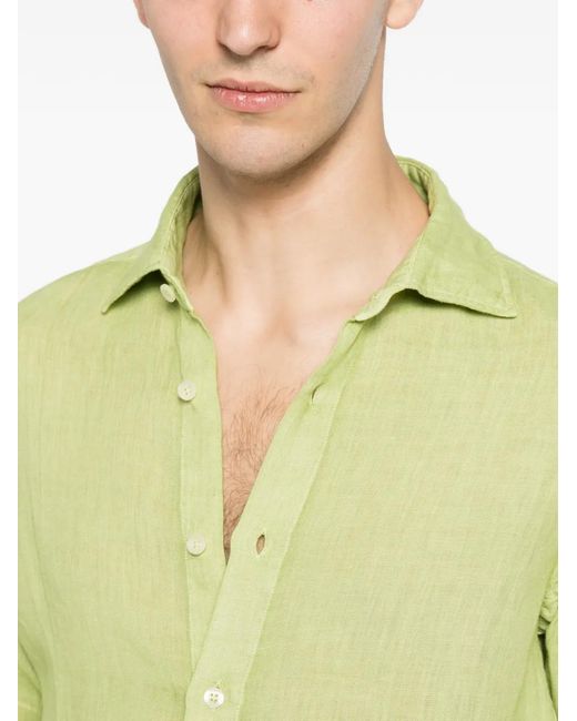 120% Lino Green Long-Sleeve Shirt for men