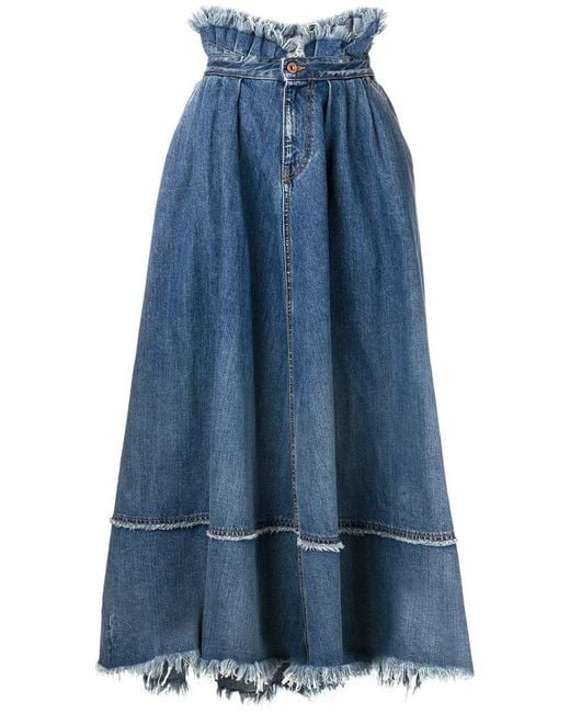 DIESEL Blue Ruffled Denim Skirt