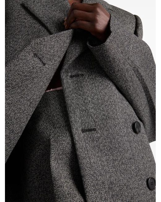Prada Gray Midirock Aus Mouliné-Wolle