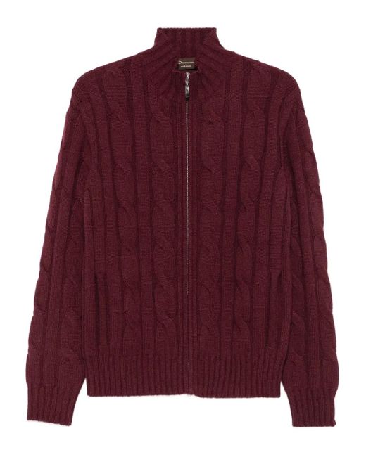 メンズ Doriani ケーブルニット ジップ カーディガン Purple