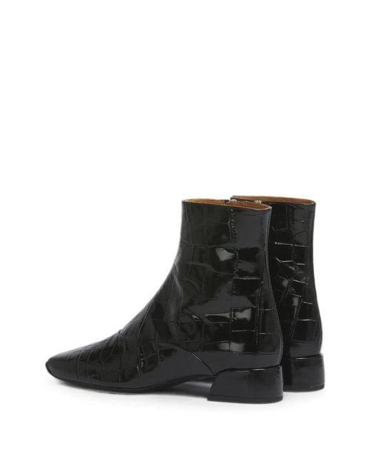 Marni Black Croc-Effect Ankle Boots
