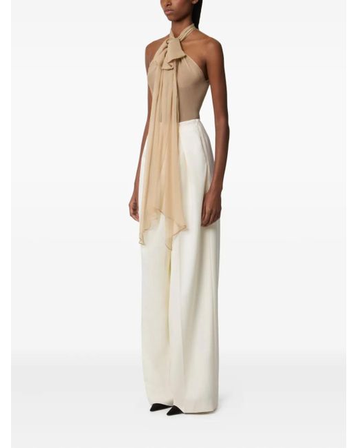 Nina Ricci White Draped Wool Trousers