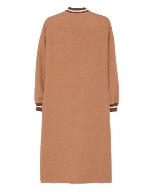 Eleventy Brown Ribbed-Cuff Wool Coat
