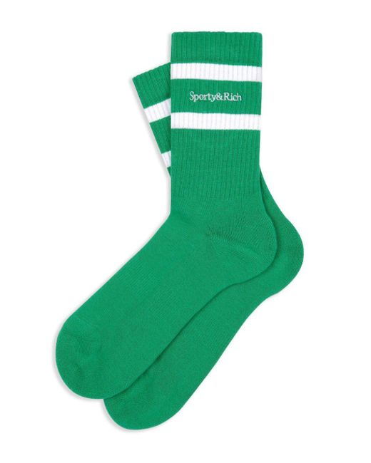 Sporty & Rich Green Serif Logo Socken