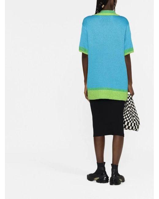 ANDERSSON BELL Blue Intarsia-Knit Top