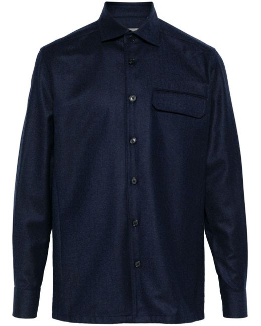 Corneliani Blue Wool Shirt for men