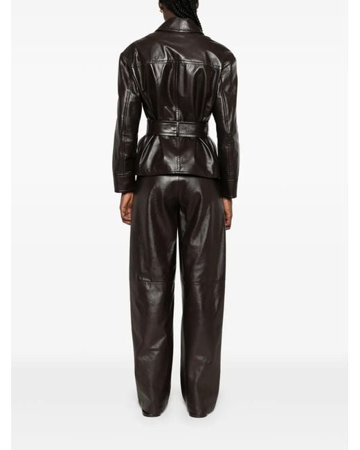 Max Mara Black Giusto Belted Leather Jacket