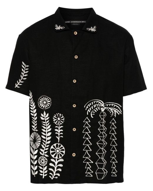 ANDERSSON BELL Black Embroidered Textured Shirt for men
