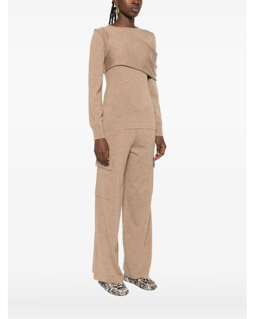P.A.R.O.S.H. Natural Draped-Shoulder Sweater