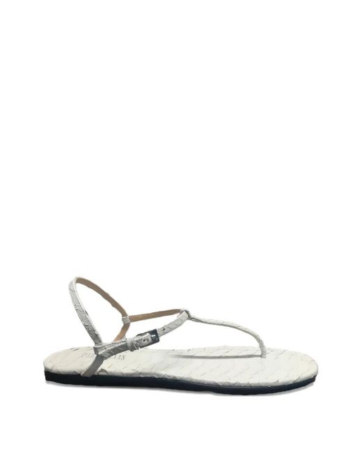 Paris Texas White Buckle T-Strap Sandals