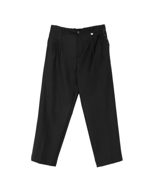 Myths Black Pleated-Front Straight-Leg Trousers for men