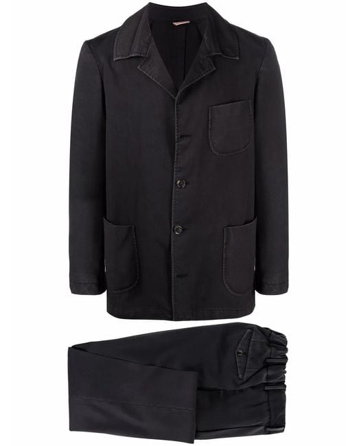 Dell'Oglio Black Single-Breasted Wool Suit for men