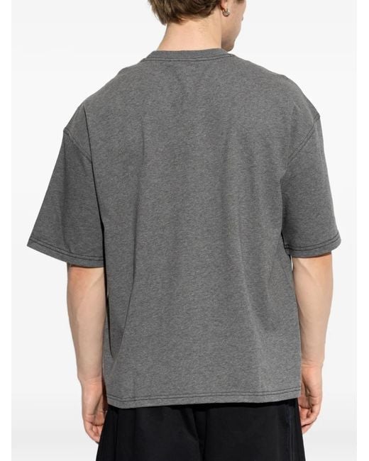 Adidas Gray Logo-Embroidered T-Shirt for men