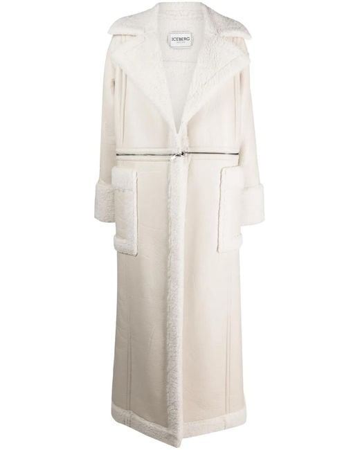 Iceberg White Zip-Detail Single-Breasted Coat