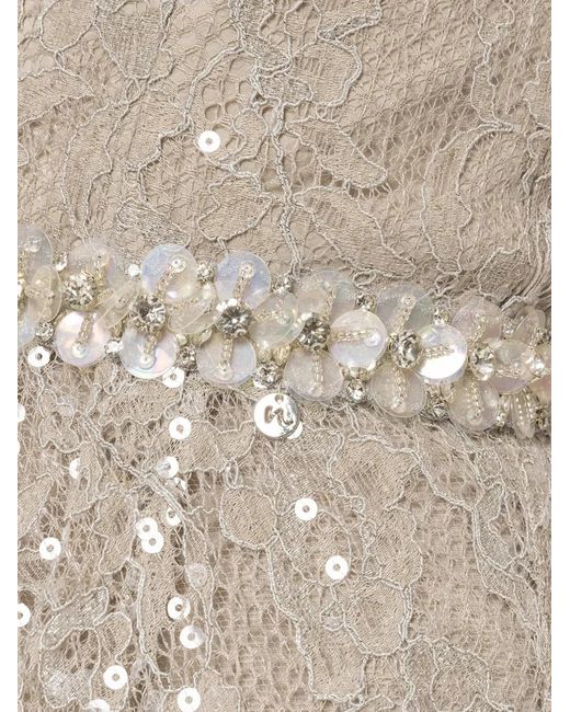 Nissa White Sequin-Embellished Lace Midi Dress