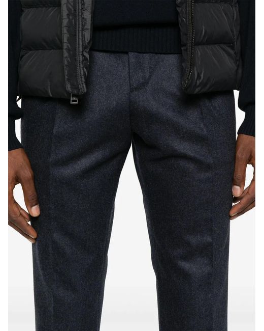 PT Torino Blue Pleated Slim-Fit Trousers for men