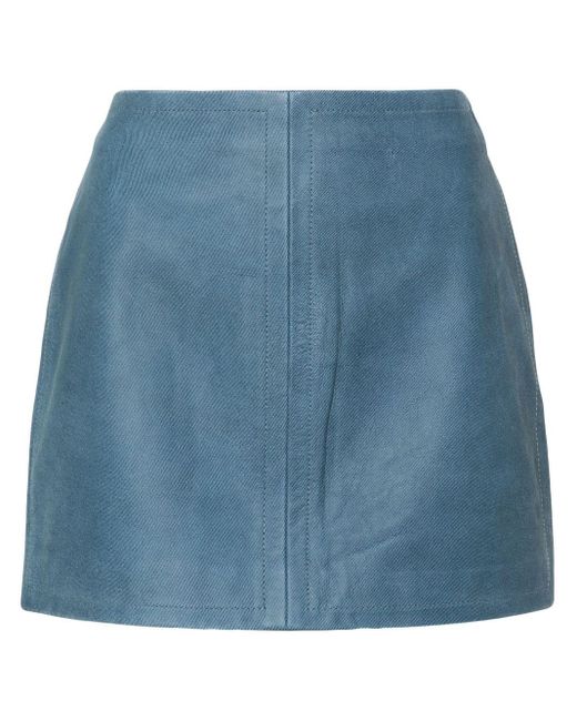 Stand Studio Blue Perla Leather Mini Skirt