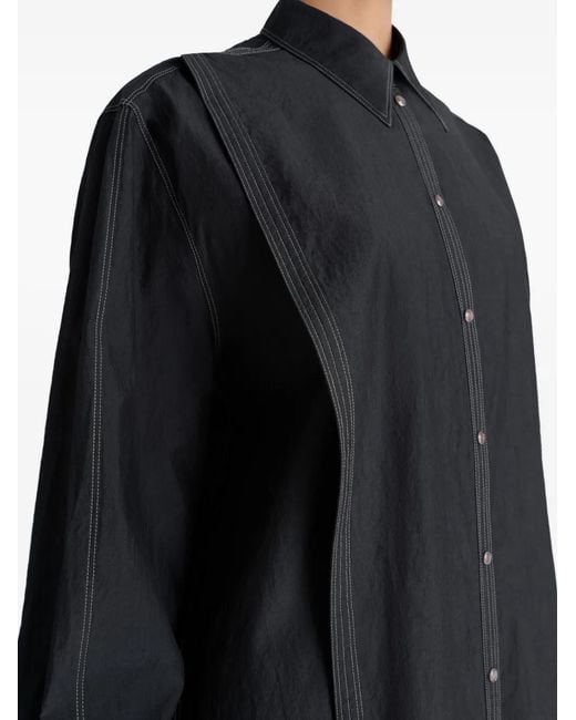 Lemaire Blue Asymmetrical-Panel Shirt Dress