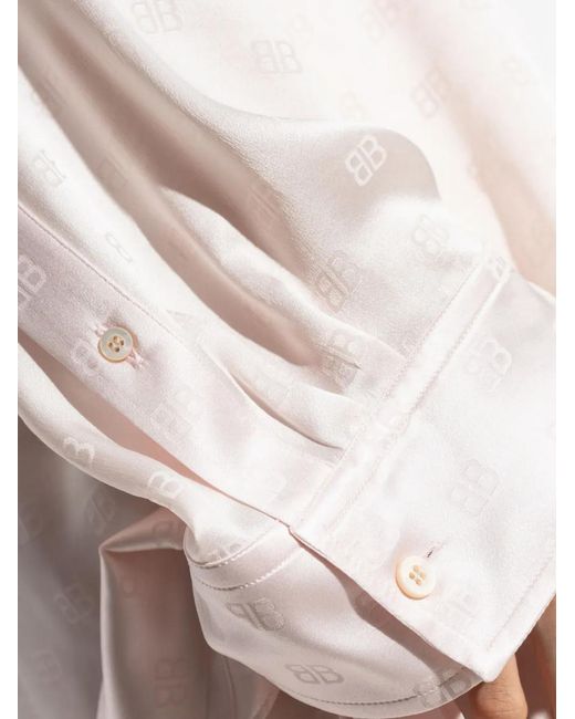 Balenciaga White Logo-Jacquard Tie-Cuff Shirt