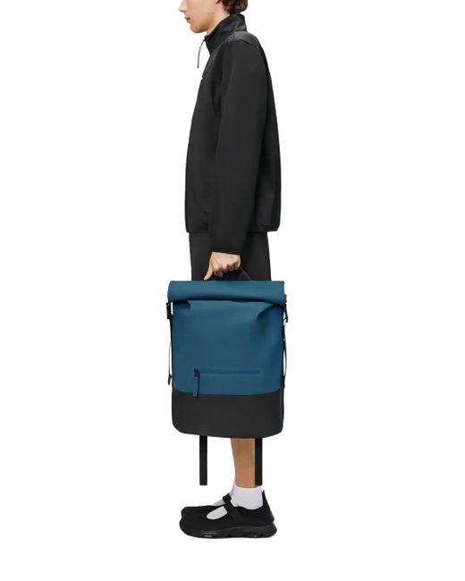 Rains Blue Trail Roll-Top Backpack for men