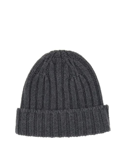 Aspesi Gray Ribbed-Knit Beanie