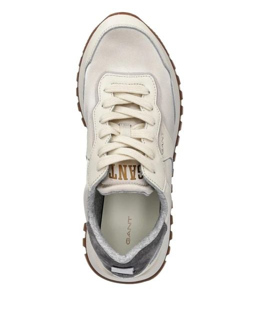 Gant White Lace-Up Panelled Sneakers