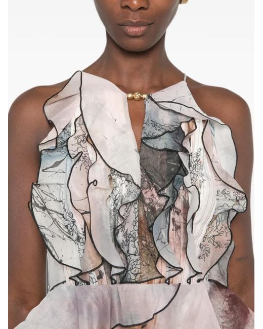 Aje. White Cleo Ruffled Mini Dress