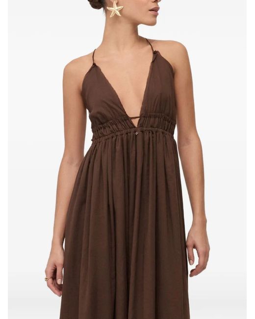 Ottod'Ame Brown Plunging Cross-Back Dress