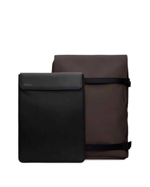 Rains Black Otg Foldover-Top Buckle-Fastening Backpack