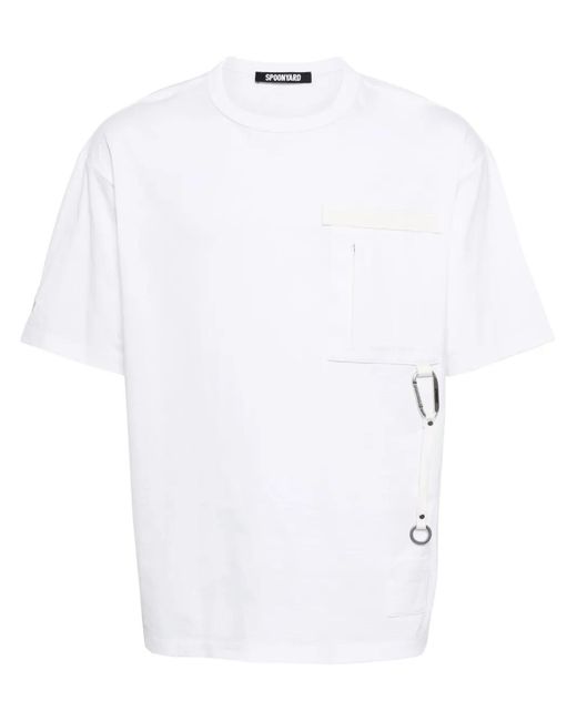 Spoonyard White Coordinate-Embroidered Cotton T-Shirt