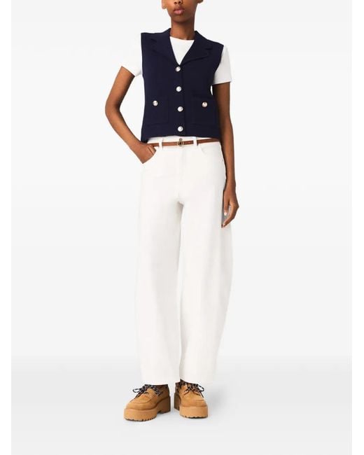 Maje Blue Button Pocket Vest