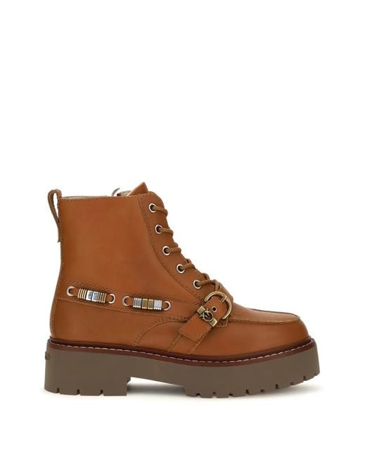 Pinko Brown Margaret 03 Ankle Boots Calf Leather