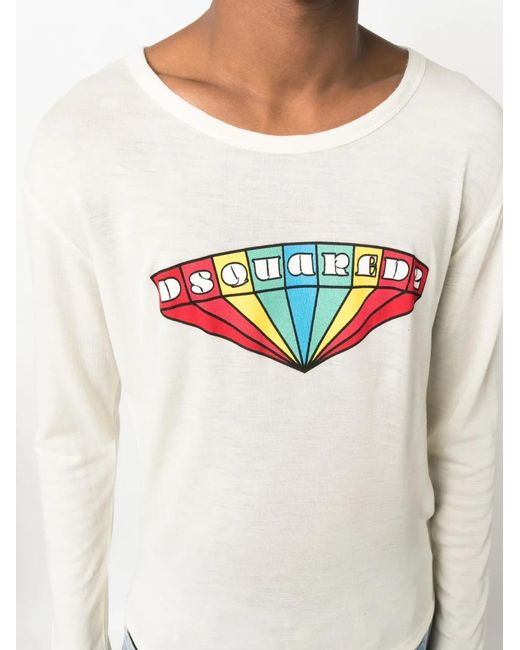 DSquared² White Graphic-Print Wool Sweatshirt for men