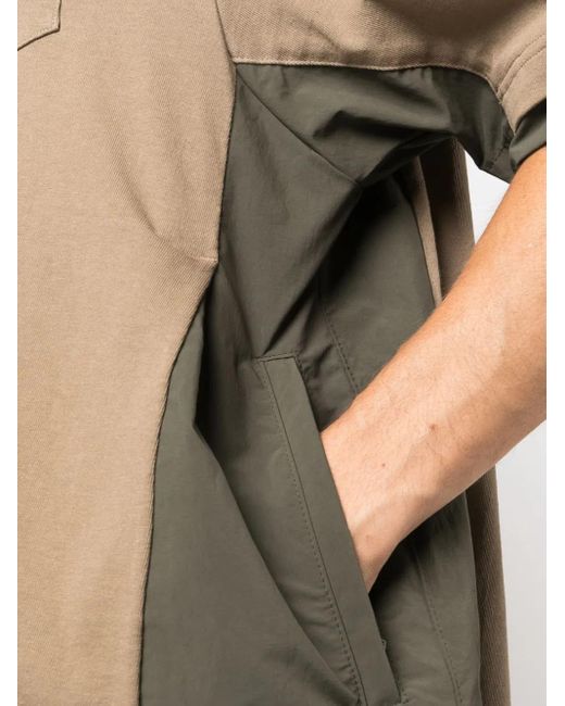 Sacai Natural Colour-Block Cotton T-Shirt for men