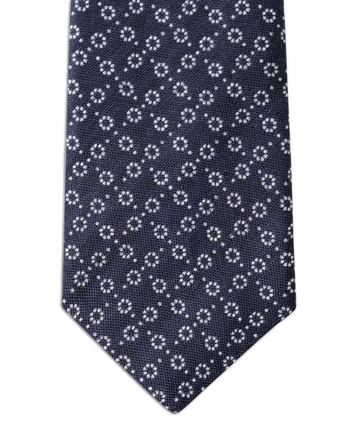 Hackett Blue Natte Circle Dot-Pattern Silk-Blend Tie for men