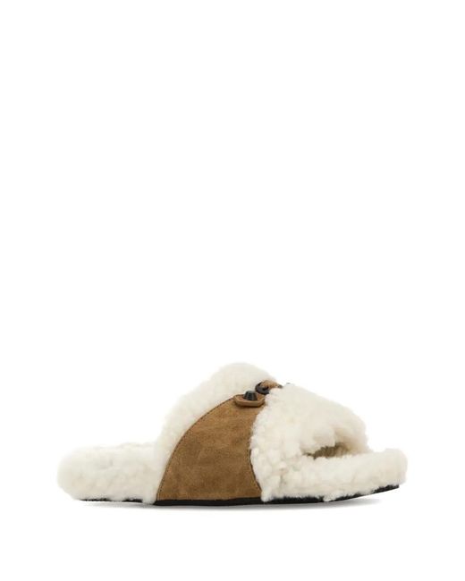 Balenciaga White Suede Slide-Style Sandals