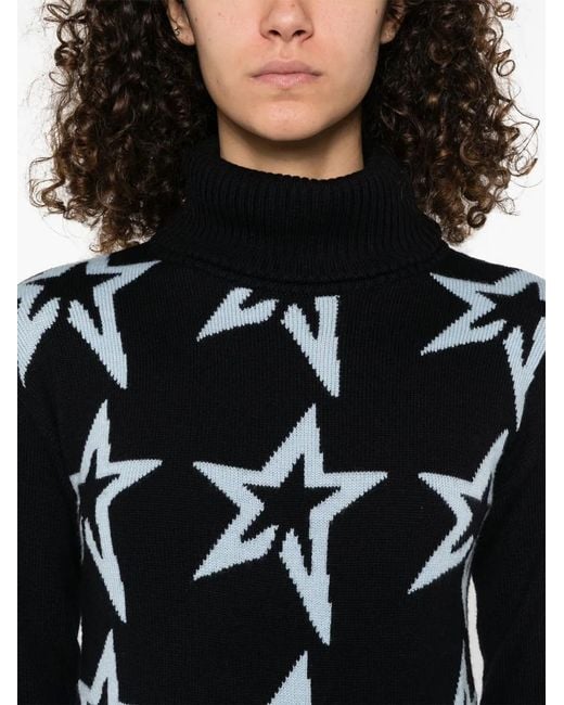 Perfect Moment Black Star Dust Wool Turtleneck Sweater