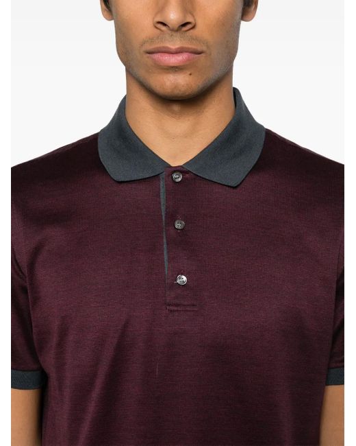 Polo Con Effetto Jacquard di Brioni in Purple da Uomo