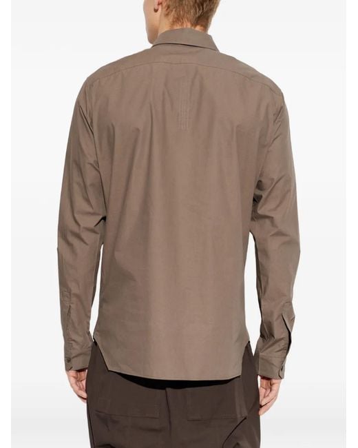 Rick Owens Brown Flap-Pocket Long-Sleeve Shirt for men