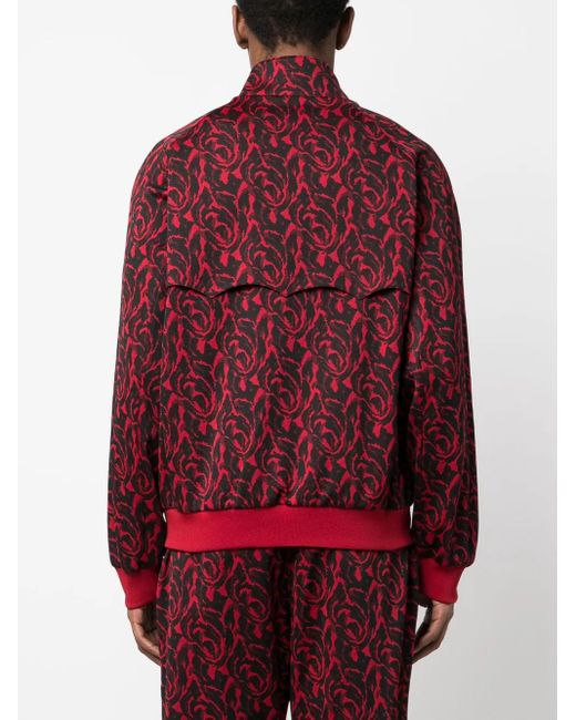 Baracuta Red Graphic-Pattern Funnel Neck Jacket for men