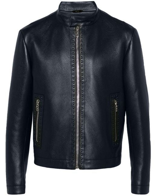 レザージャケット・コート Fendi Soprabito Selleria Leather Fendi Selleria Leather Jacket in Blue for Men | Lyst